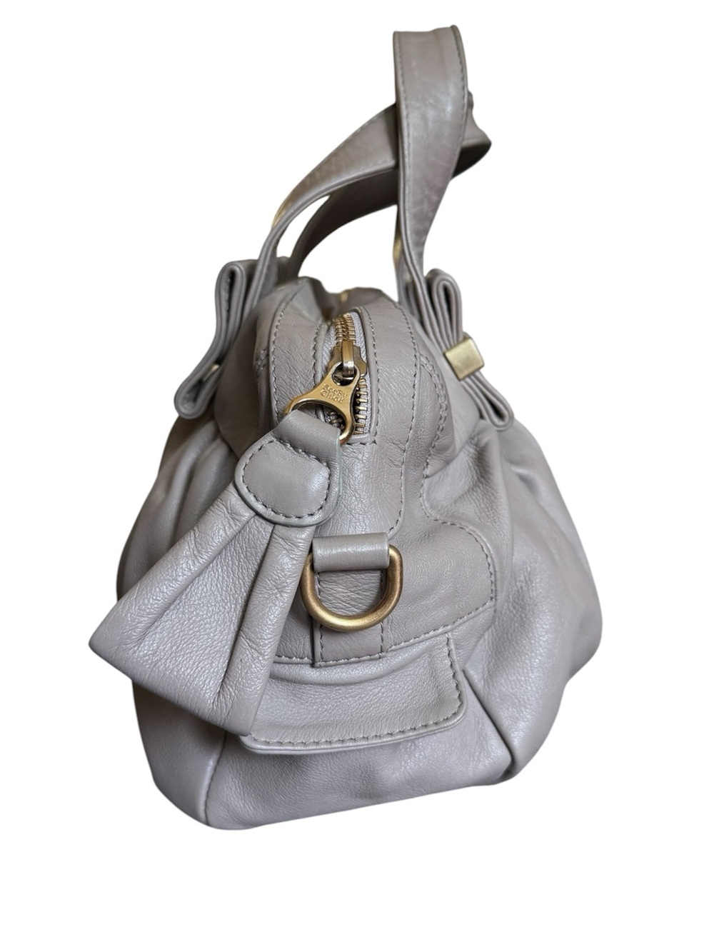 Authentic See by Chloé Taupe Leather Pleated Satchel Shoulder Bag - Picture 7 of 12